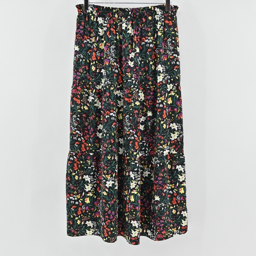 Halston Womens Micro‎ Floral Midi Skirt Size L Prairie Cottagecore Hippie Whimsy